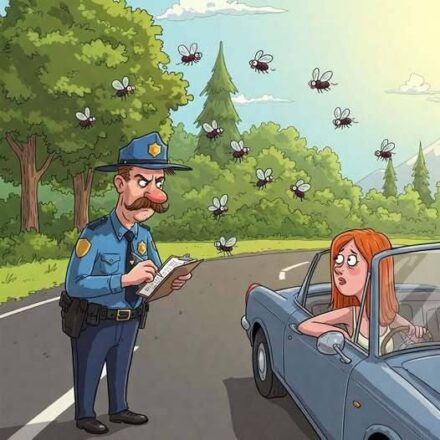A Highway Patrolman pulls over a motorist for speeding