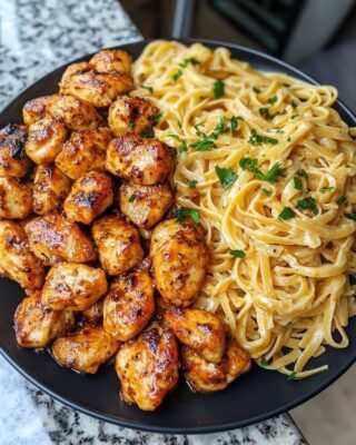 Honey Garlic Chicken & Creamy Pasta Delight 😋