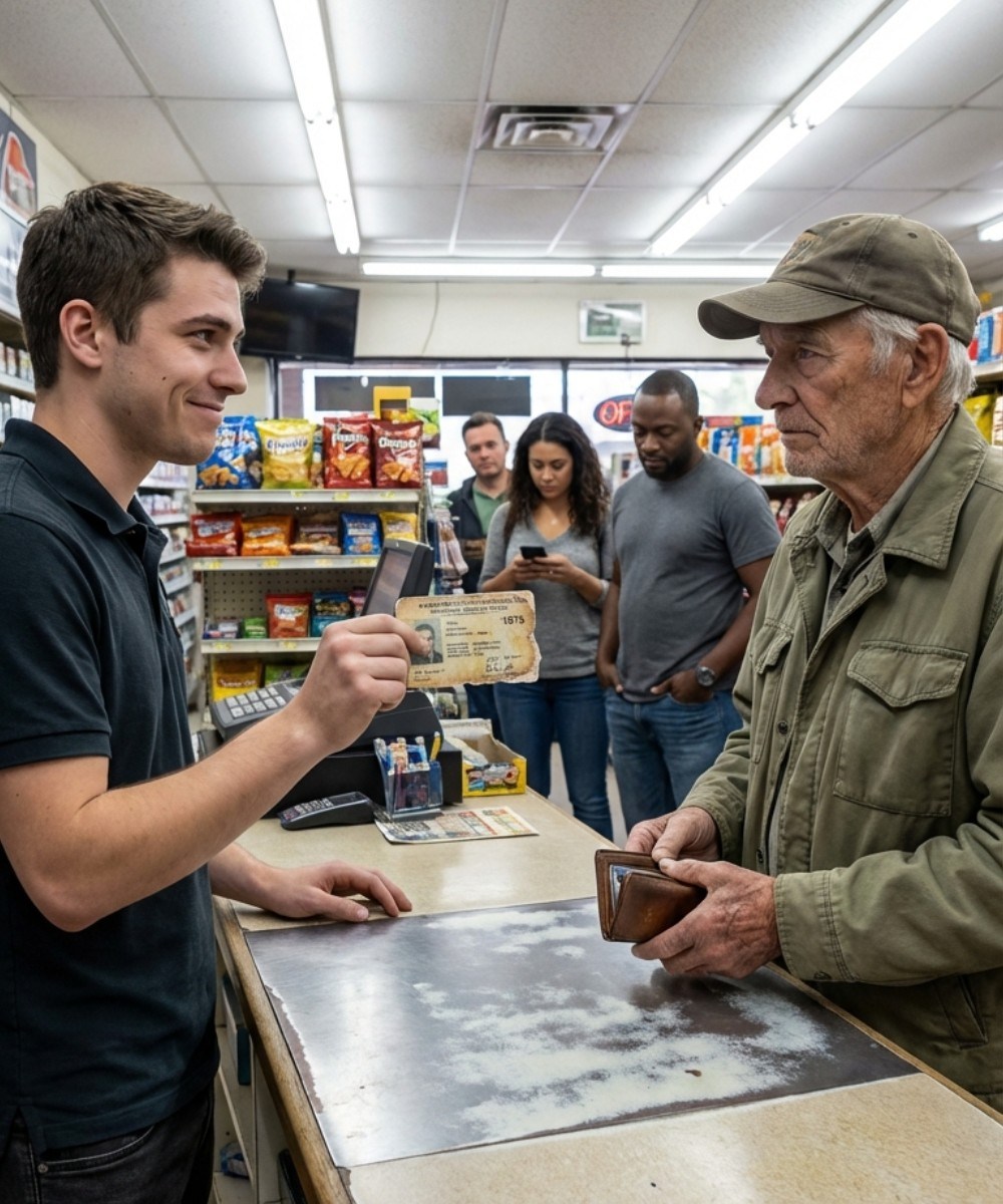 “A young cashier mocked a veteran’s ID—never realizing who the store owner’s father really was.”
