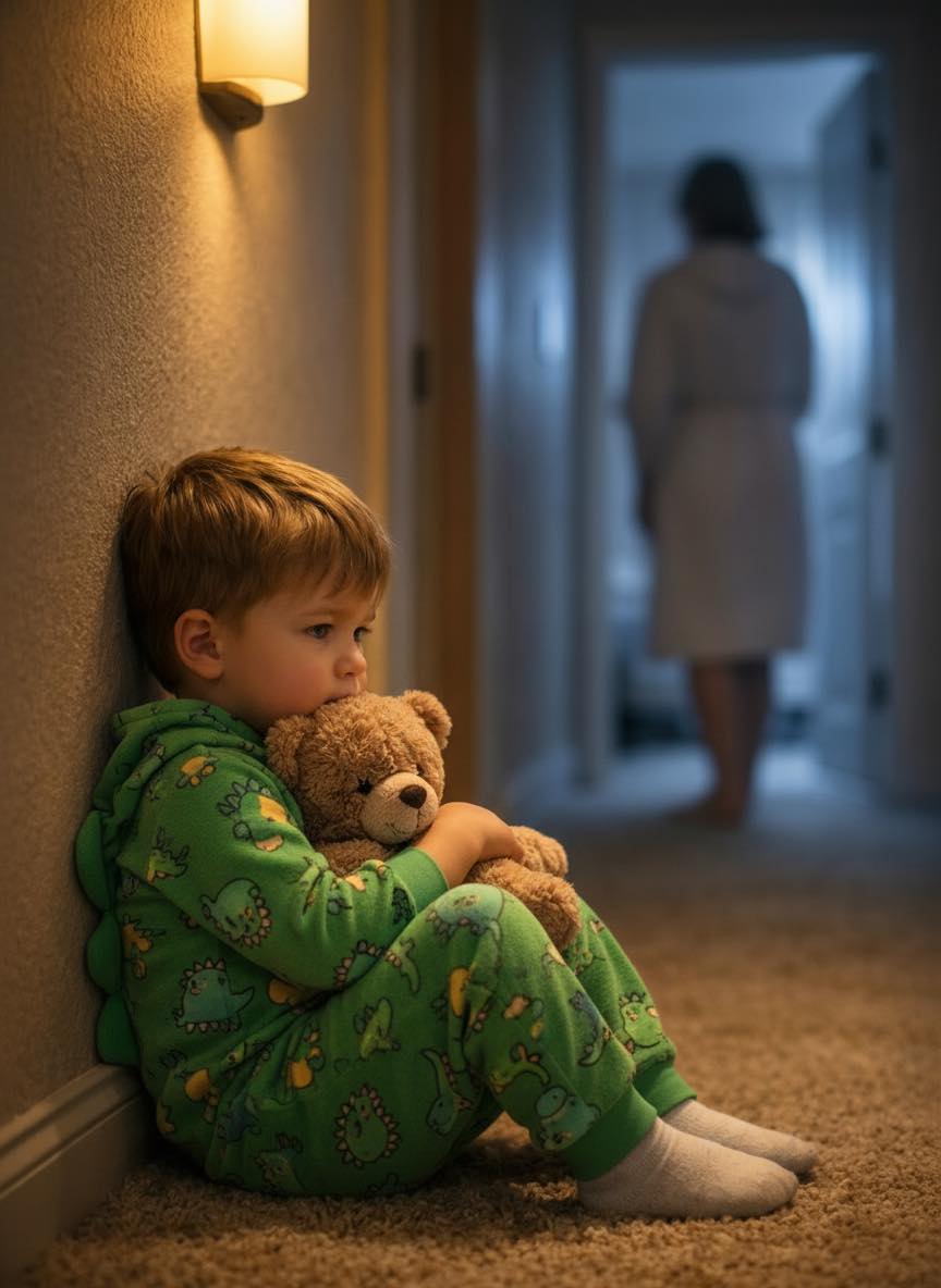 “Dad, is Mommy screaming outside the door? Is she in pain?” a six-year-old son texted his father while he was on a business trip. He asked him to hold the phone to the door, and a few seconds later he called the police.