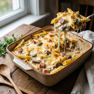 Ham & Mushroom Pasta Bake