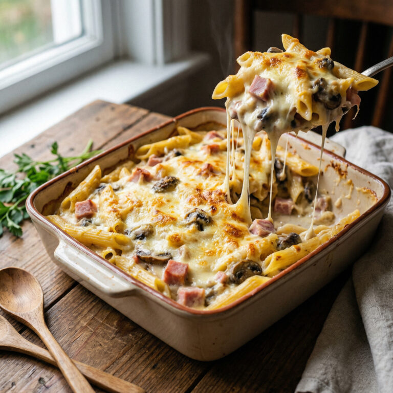 Ham & Mushroom Pasta Bake