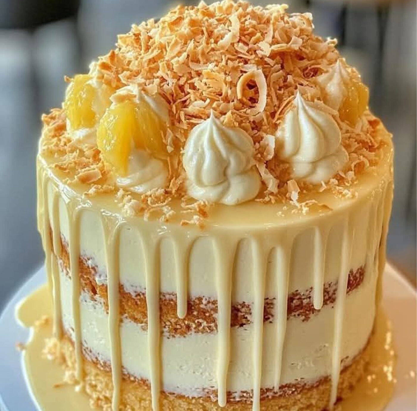 Coconut Cream Cake with Pineapple Jam Filling