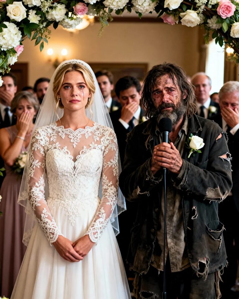 I married a homeless man everyone mocked and laughed at during the entire wedding… but when he took the microphone and spoke, he revealed a truth that no one could have expected and left the whole room in tears and sh0ck…