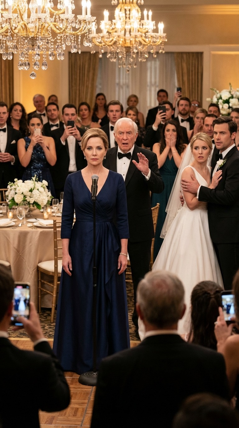 I Raised My Daughter Alone, and at Her Wedding Her Wealthy Father-in-Law Tried to ʜᴜᴍɪʟɪᴀᴛᴇ Me in Front of 300 Guests — Until I Calmly Stood Up and Asked, “Do You Even Know Who I Am?” and Watched the Ballroom Go Silent Under the Crystal Chandelier Lights