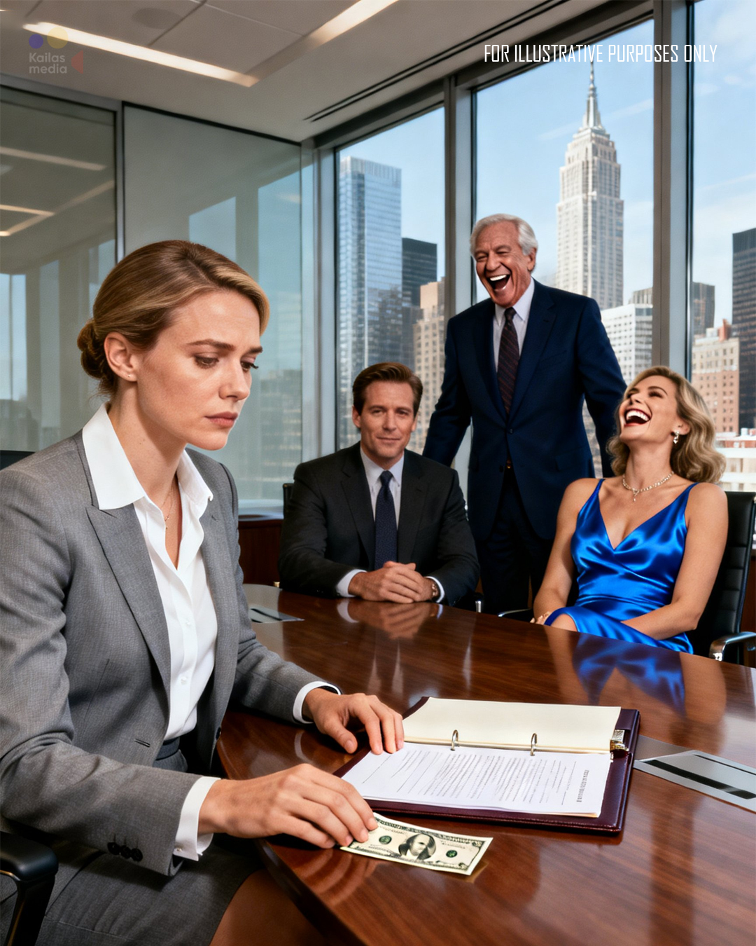 My stepsister ran off with my husband, convinced he was the CEO of a $2 billion furniture empire. At the last settlement meeting, she flicked $100 across the table and sneered, “Take a cab back to your parents’ house. Goodbye.” Then my attorney suddenly started laughing—because the true CEO was…