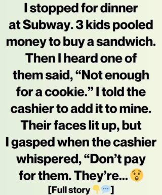 I walked into Subway thinking it was just a simple favor—but then the cashier leaned over and whispered something that changed everything.