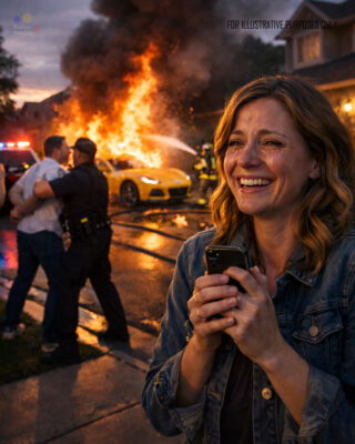 On my anniversary, my billionaire parents gifted me a sports car. The next day, my husband came to my office and demanded the keys, saying, “This sports car is mine.” When I refused, he angrily left the office. A few hours later, he called me, laughing, “I burned your dream sports car.” I rushed to the house, but when I arrived, I couldn’t control my laughter because the car he burned was…