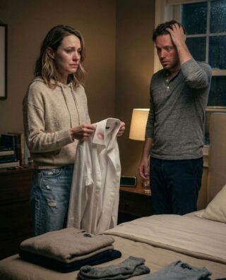 I came home late, smelling like her perfume and pretending exhaustion. My wife folded laundry on the bed as if nothing had changed. Then she held up a lipstick-stained shirt and asked, “Should I wash this, or keep it as evidence?” I laughed, but.