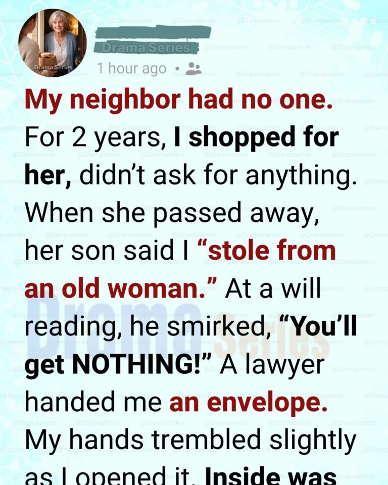I Took Care of My Lonely Neighbor for 2 Years—At Her Will Reading, Her Son Said I’d Get NOTHING… Then the Lawyer Handed Me This