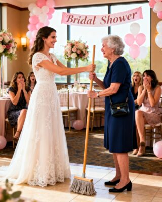 My Future DIL Handed Me a Mop in Front of 20 Guests at Her Bridal Shower and Told Me to ‘Earn My Meal’ – The Gift I Pulled Out of My Purse Made the Whole Room Gasp