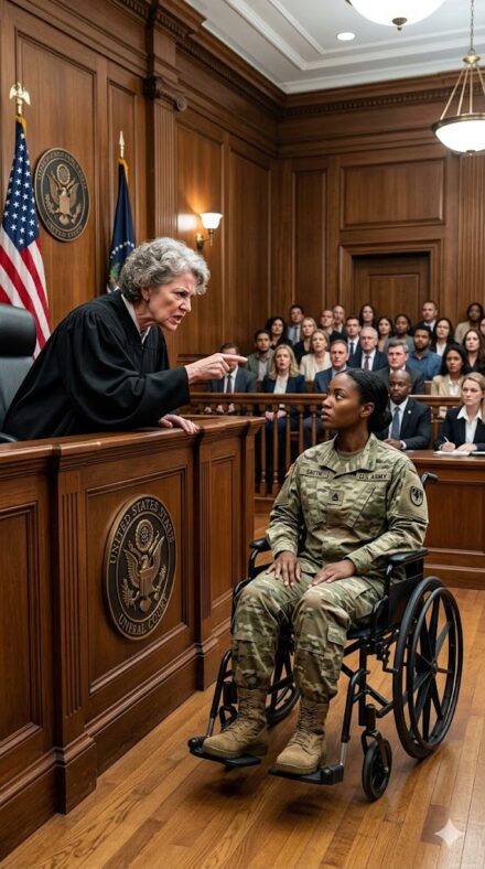 “STAND UP!” JUDGE ORDERS DISABLED BLACK WOMAN VETERAN TO STAND DURING SENTENCING — SECONDS LATER, THE COURTROOM WITNESSES A TRUTH THAT SHATTERS THE SILENCE…