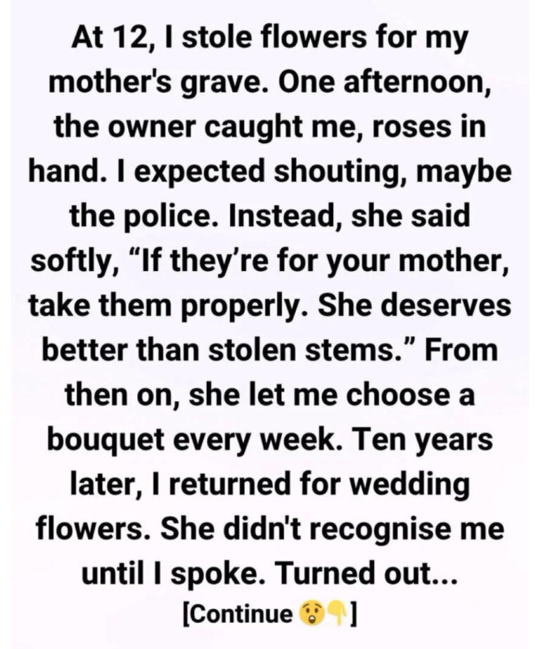 At 12, I stole flowers to place on my mother’s grave — a decade later, I came back as a bride and the florist told me a secret I never expected.