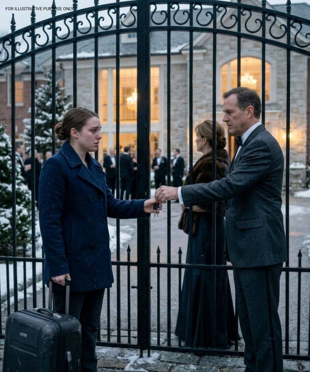 In front of two hundred guests, my parents handed my sister fifty-five million dollars—then snatched my keys, shut down my card, and abandoned me to walk three miles through a bitter, freezing Connecticut night, until a “homeless” old woman at a bus stop took my coat and said four words that changed everything.