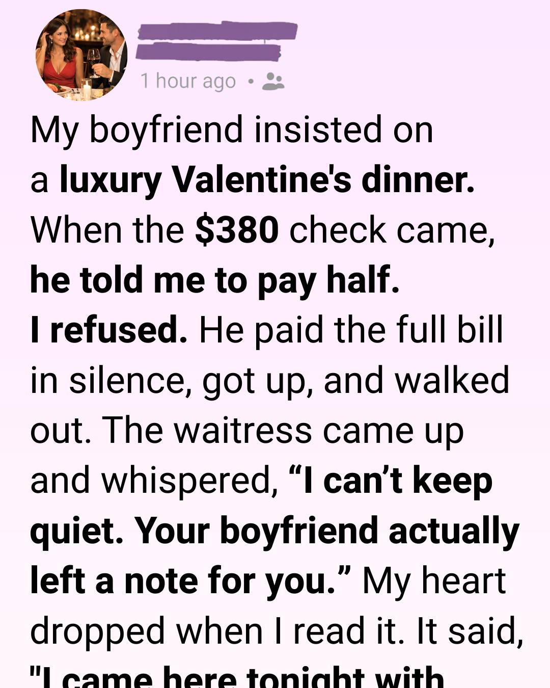 A Valentine’s Dinner That Changed Everything: When One “Test” Shattered Seven Years