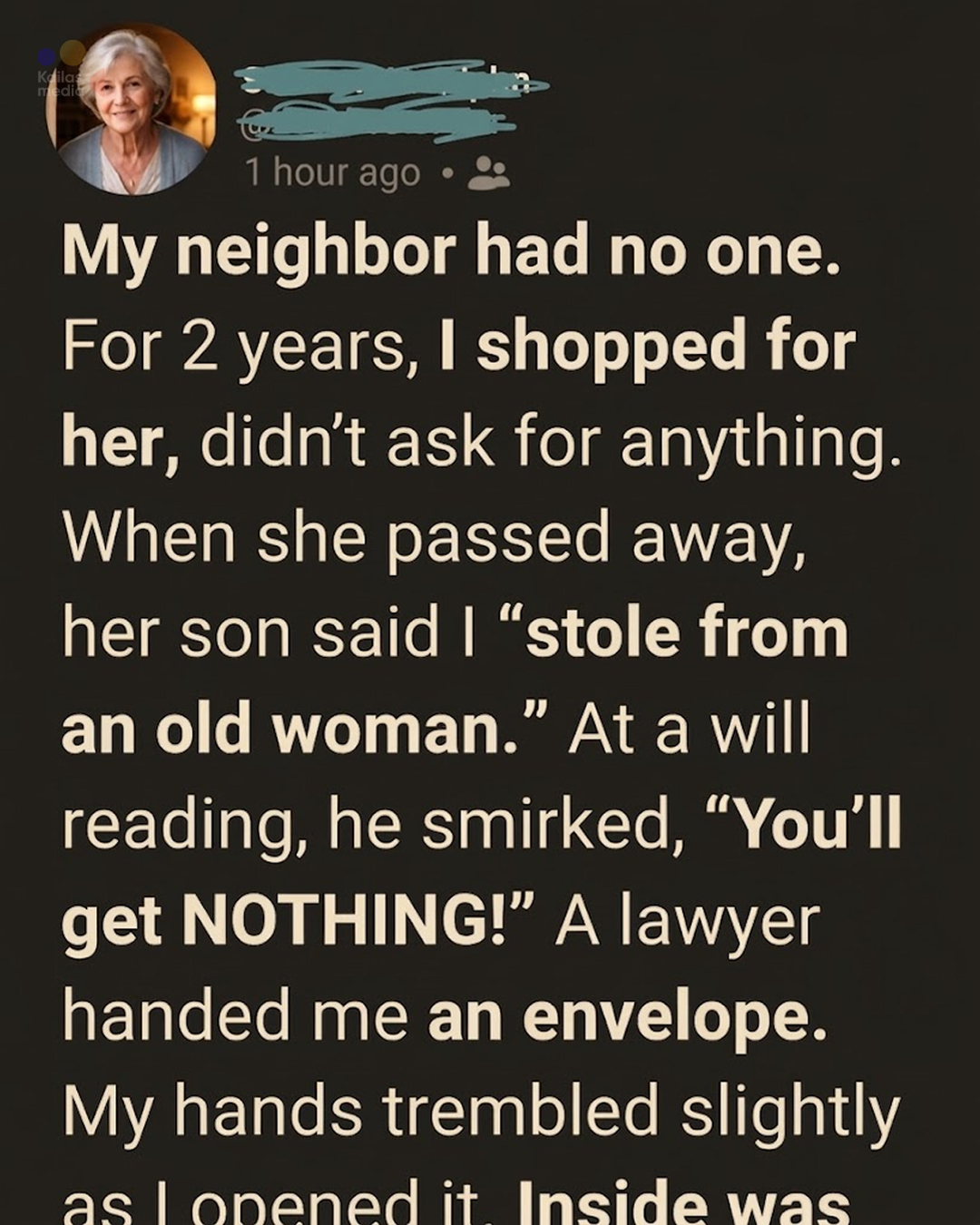 I Took Care of My Lonely Neighbor for 2 Years—At Her Will Reading, Her Son Said I’d Get NOTHING… Then the Lawyer Handed Me This