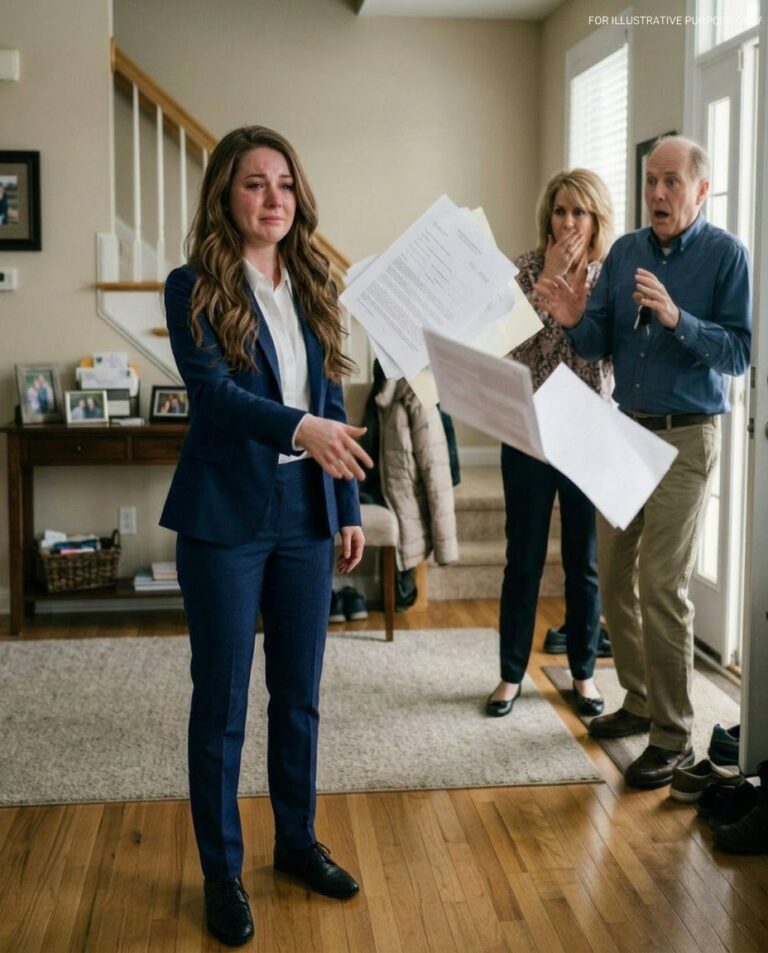 My dad and stepmom showed up at my house and shamelessly said, “This house and everything in it belongs to us now. Get out.” I just smiled, walked into my room, came back with the papers, and the moment they saw them, their faces changed.