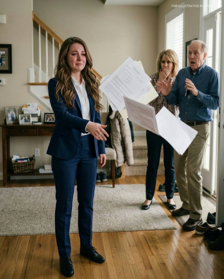 My dad and stepmom showed up at my house and shamelessly said, “This house and everything in it belongs to us now. Get out.” I just smiled, walked into my room, came back with the papers, and the moment they saw them, their faces changed.