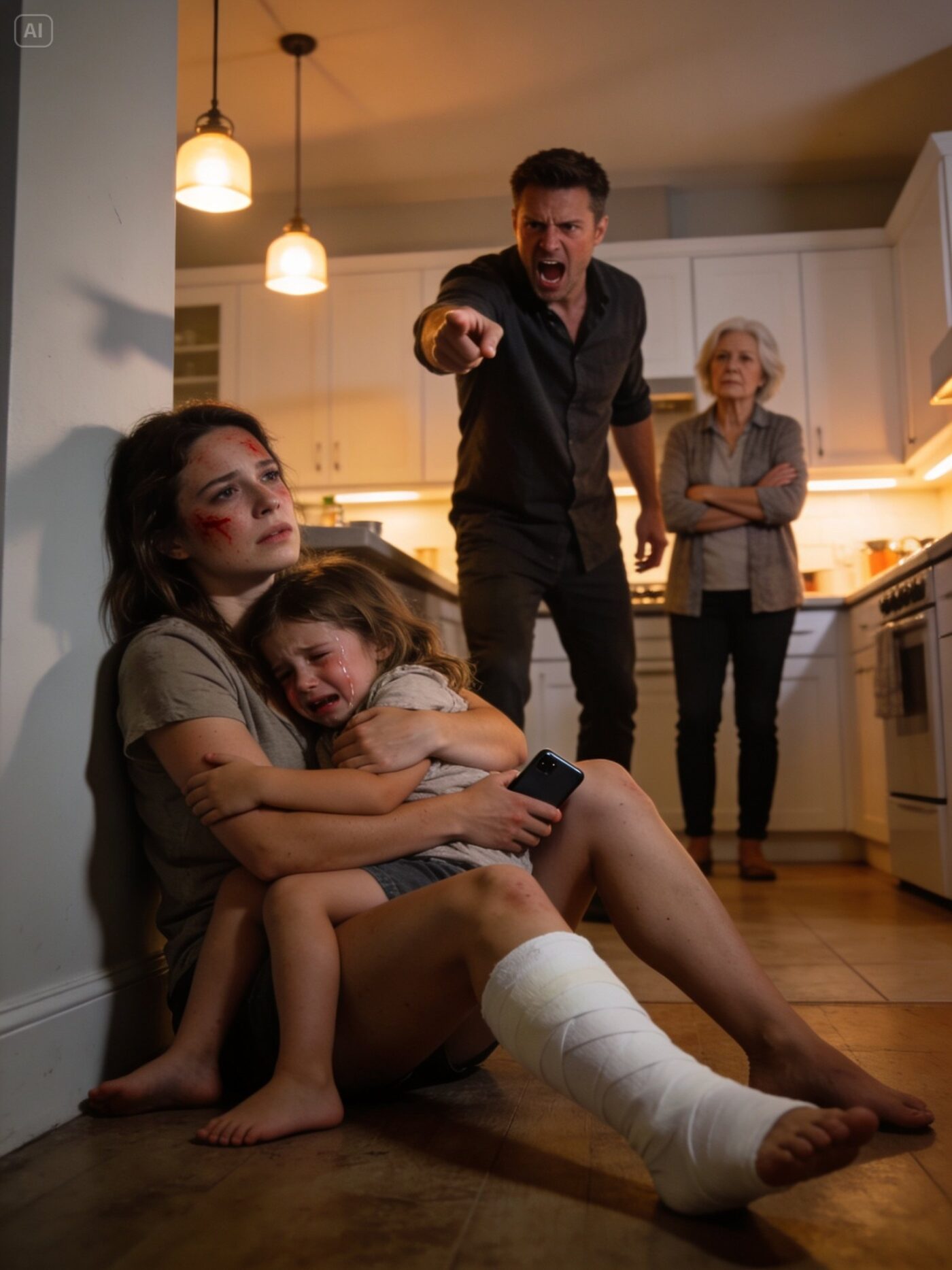 The night my husband yanked my hair and shattered my leg, I managed to send a silent signal to my four-year-old. She followed our secret plan and made the call: “Grandpa… Mommy looks like she’s going to die.”