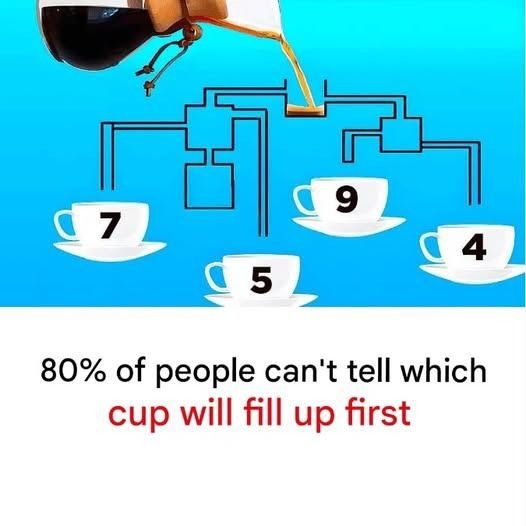 IQ Test: Which Coffee Cup Will Be Filled First?