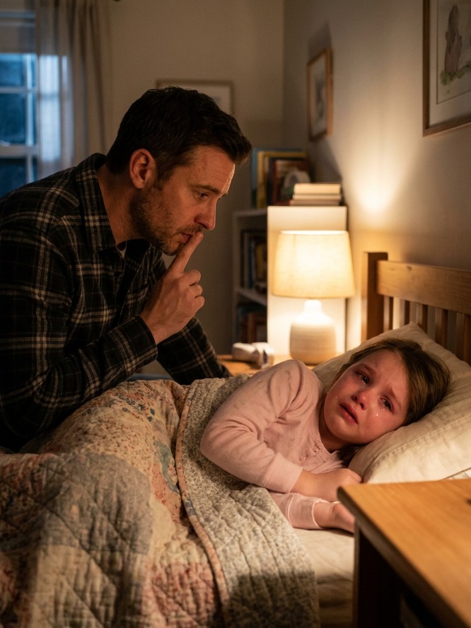 Daddy… my back hurts so much I can’t sleep. Mommy said I’m not allowed to tell you.”
