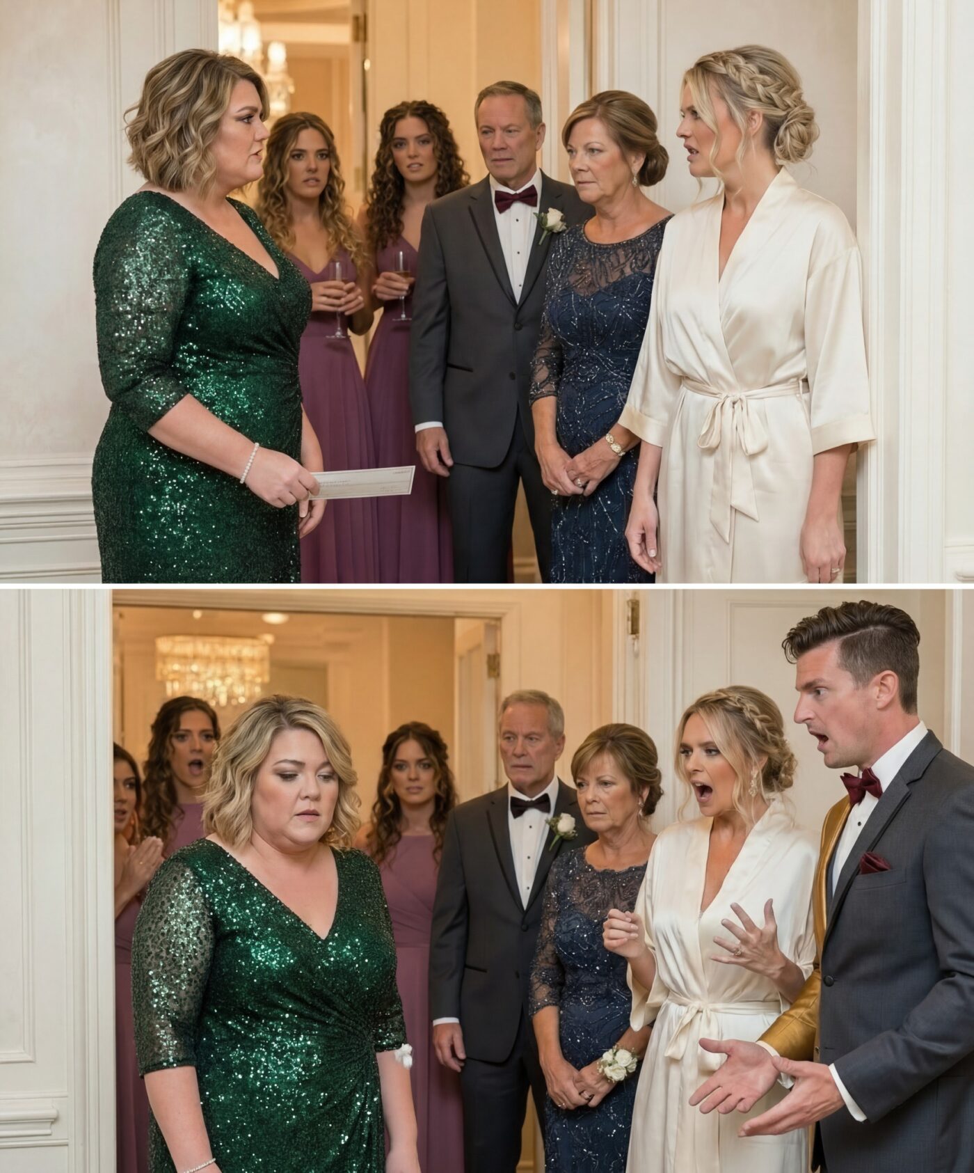 My sister blocked the door and sneered, “There are no fat people in my wedding photos.” I pulled out the $20,000 check and tore it into tiny pieces. Have fun paying the suppliers, because of the venue…