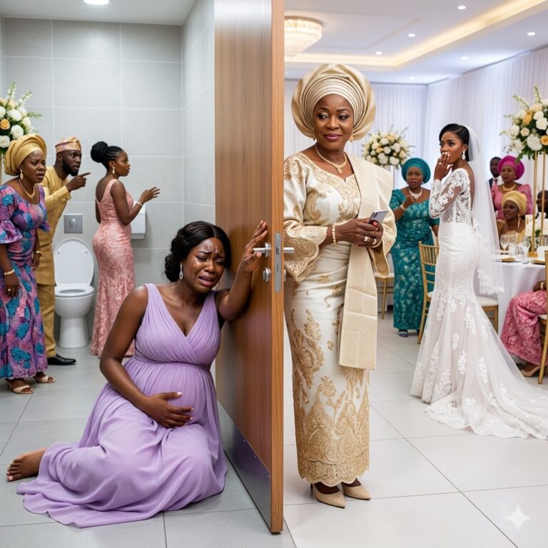 My mother-in-law locked me in a bathroom while I was giving birth in the middle of a family wedding, all because “a baby girl couldn’t steal the bride’s day”… but the secret she confessed afterward destroyed everyone.