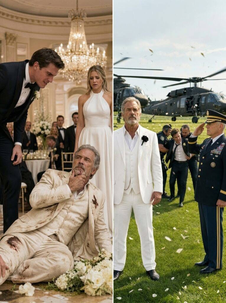 At my daughter’s wedding, my new son-in-law sl:apped me so hard I fell into the floral arrangements. “Give me the farm’s deed, old man, or I’ll ruin her,”